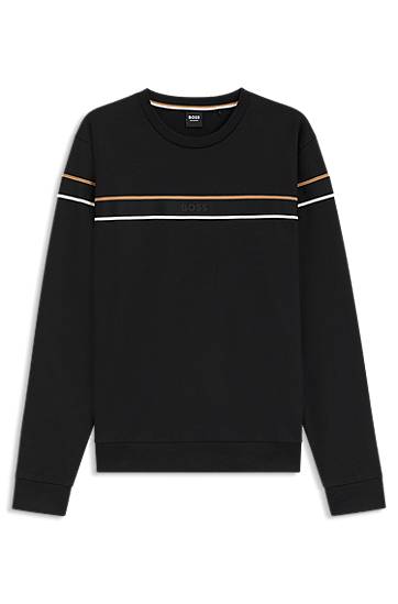 Mikina BOSS BOSS Cotton-terry Sweatshirt with Signature Stripe Čierna | 50545589, 0