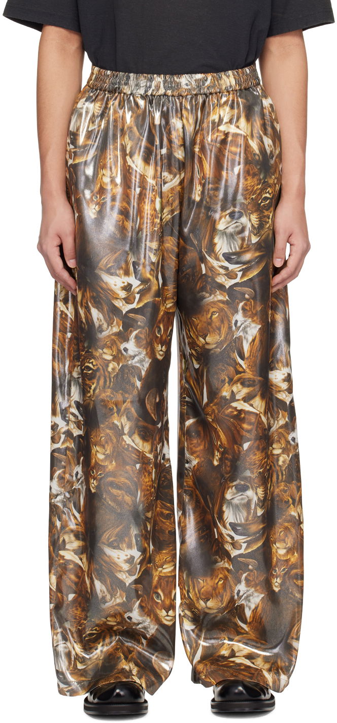 Nohavice Acne Studios Per B. Sundberg Edition Print Silk Trousers Hnedá | BK0577-, 0