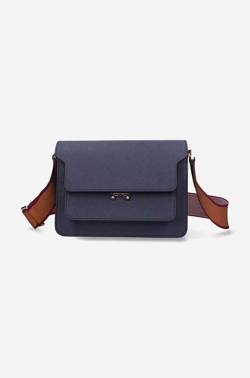 Taška cez rameno Marni Leather Shoulder Bag Modrá | SBMPN09T07.LV520.Z560B