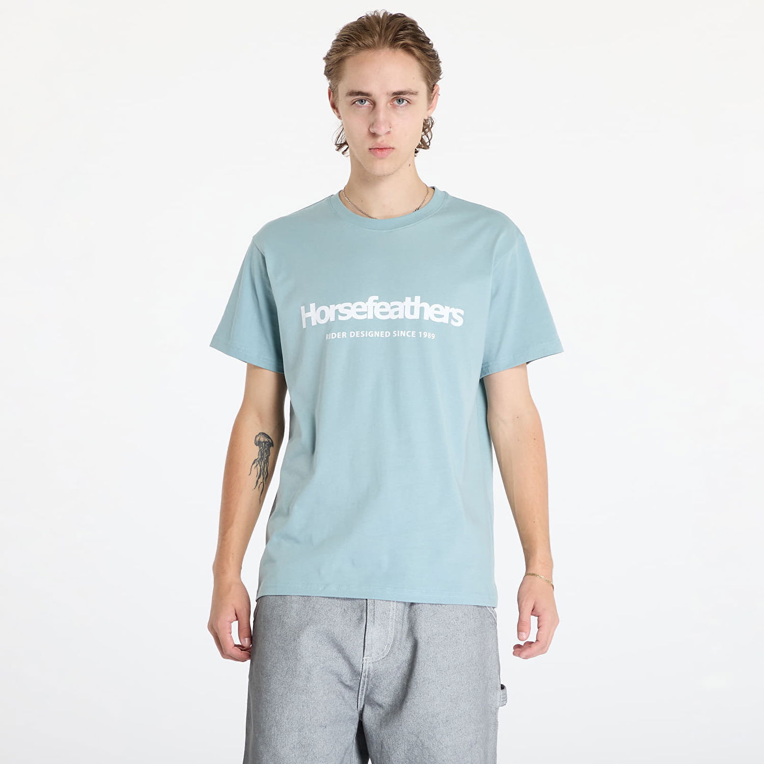 Tričko Horsefeathers Quarter T-Shirt Blue Haze M Modrá | SM1178Y, 0