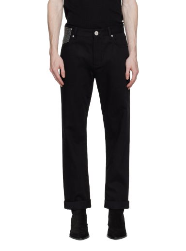 Džínsy Balmain Rhinestone Jeans Čierna | BH0MI044DD76