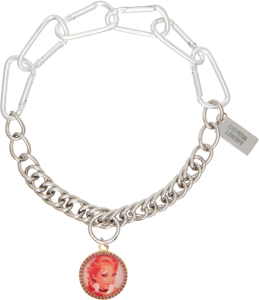 Náhrdelník Chopova Lowena Chopova Lowena Carabiner and Curb Chain Necklace with Portrait Charm Rôznofarebný | 6559