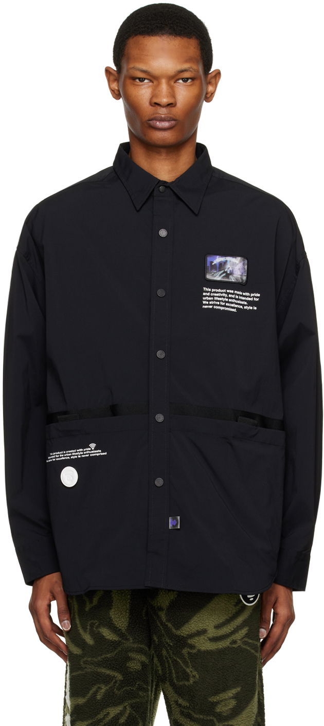 Košeľa AAPE by A Bathing Ape AAPE by A Bathing Ape Holographic Patch Shirt Čierna | AAPSTM8441XXKBKX