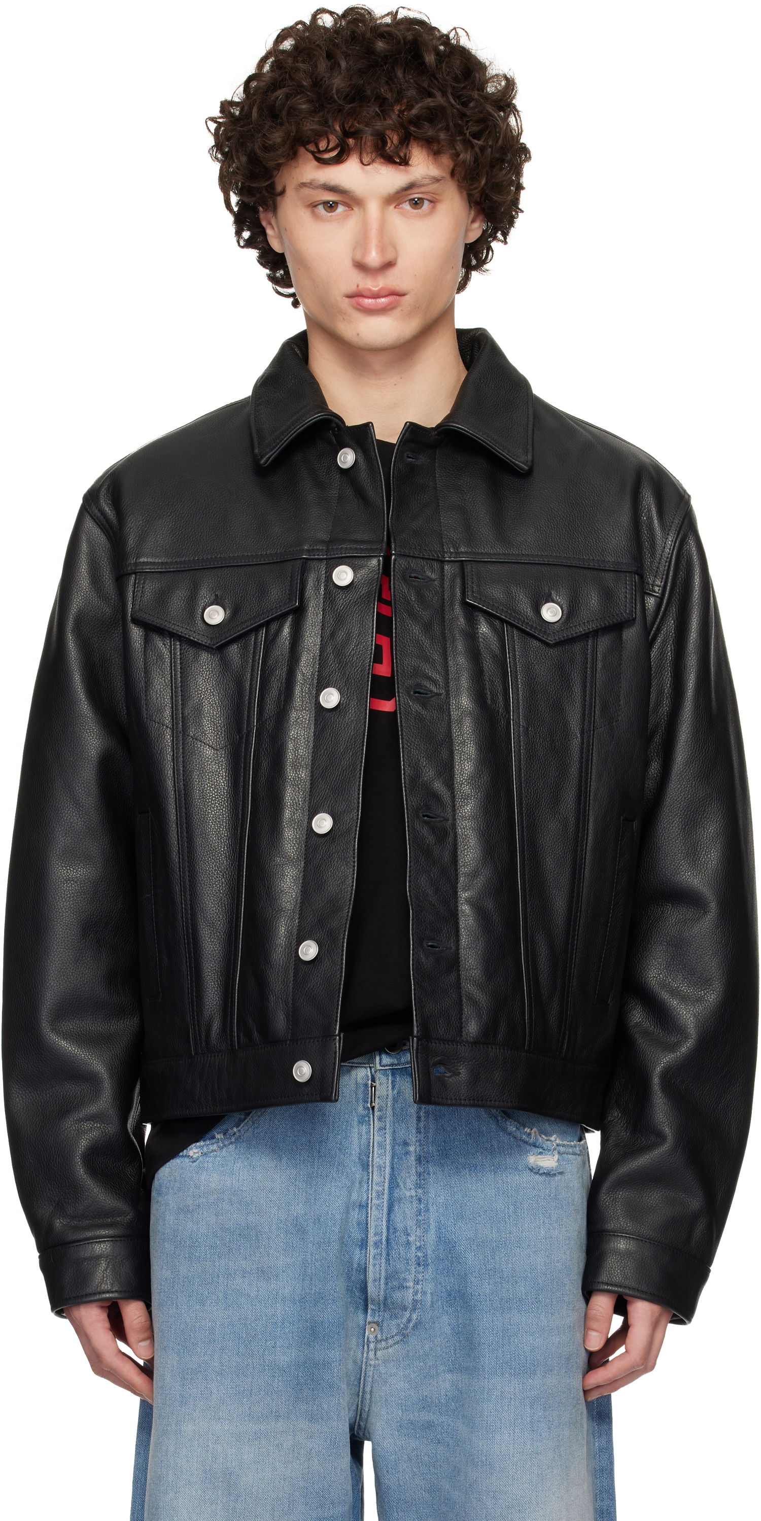 Bunda 1017 ALYX 9SM 1017 ALYX 9SM Grain Leather Trucker Jacket Čierna | AAMOU0546LE01, 0