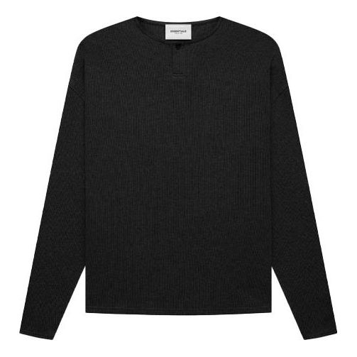 Sveter Fear of God Essentials Thermal Henley Long Sleeve Čierna | FOG-FW21-039