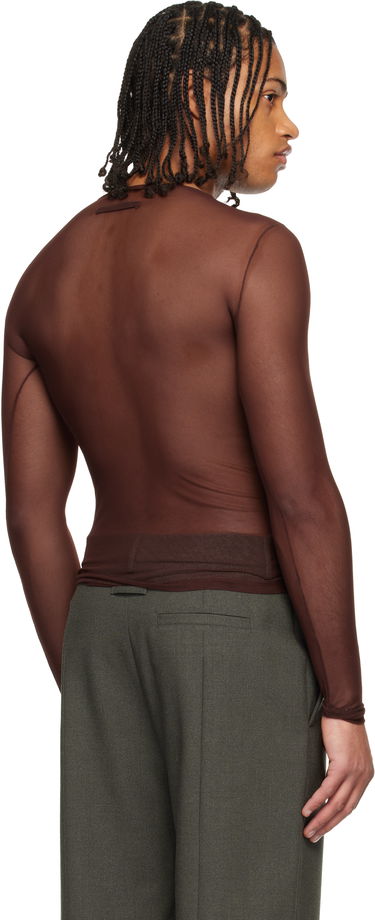 Tričko Jean Paul Gaultier Jean Paul Gaultier 'The Embroidered' Sheer Sequin Mesh Long Sleeve Top Hnedá | 25/04-W-TO381-M001-28, 2