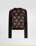 Small Rose Bouquets-print Silk And Satin Pullover