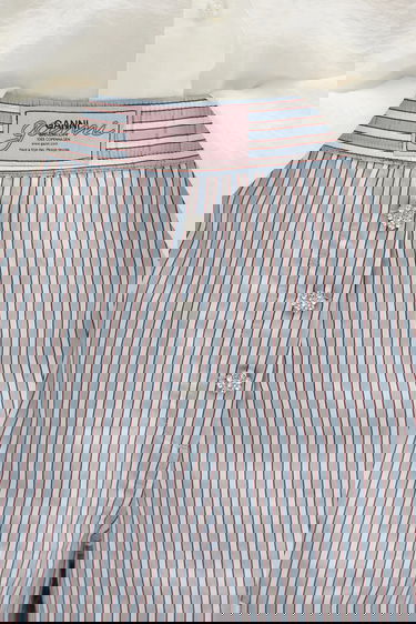 Šortky GANNI GANNI Yarn Dyed Stripe Elasticated High Waist Shorts Modrá | W0388, 3