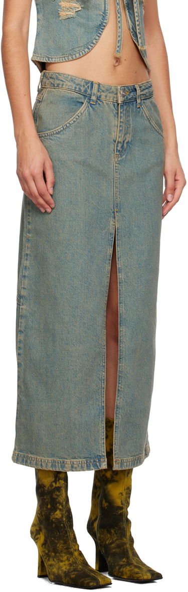 Sukňa Miaou Miaou Rowan Denim Maxi Skirt Modrá | 4034SD4GAD, 1