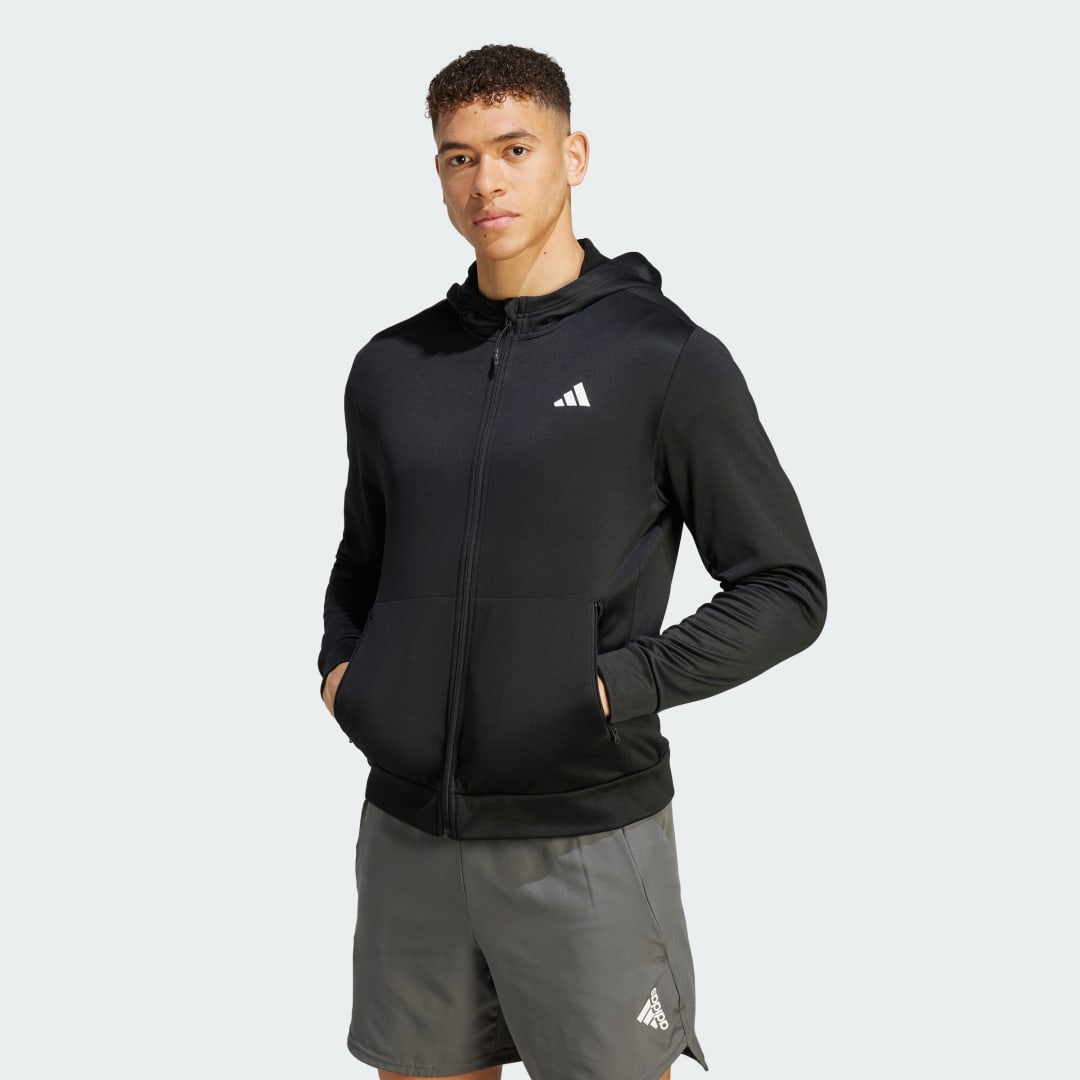 Mikina adidas Performance Essentials Training Full-Zip Hoodie Čierna | IJ9618, 0