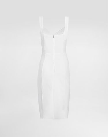 Šaty Dolce & Gabbana Sheath Dress in Elastic Fabric and Lace Size 46 Biela | F63G9TGDCLQW0800, 1