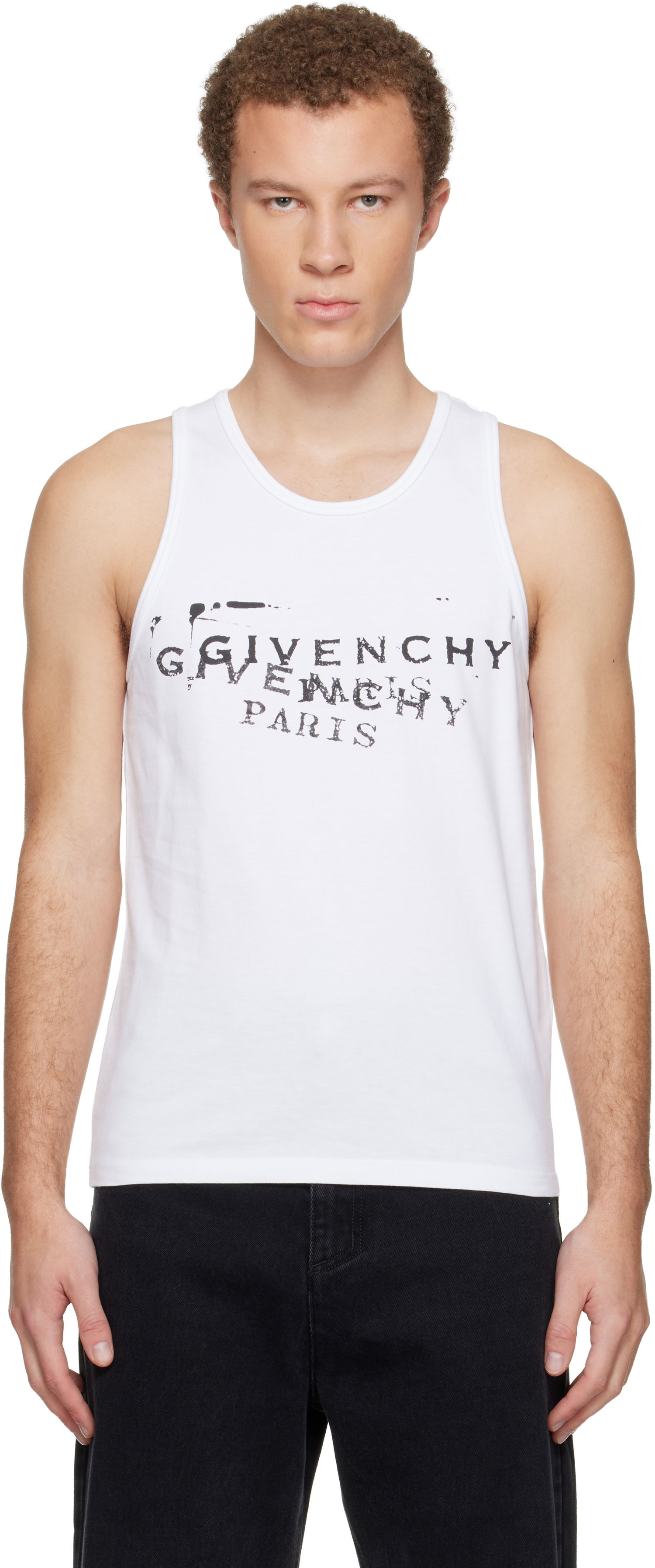 Tielko Givenchy Distressed Stamp Print Tank Top Biela | BM71NH3YSA100, 0