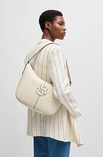 Taška cez rameno BOSS Balenciaga Hobo Bag with Double B Monogram Biela | 50541459, 1