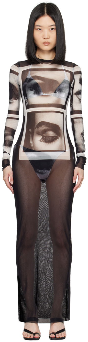 Šaty Jean Paul Gaultier 'The Eyes And Lips' Maxi Dress Čierna | 24/30-F-RO251-T553-000201, 0