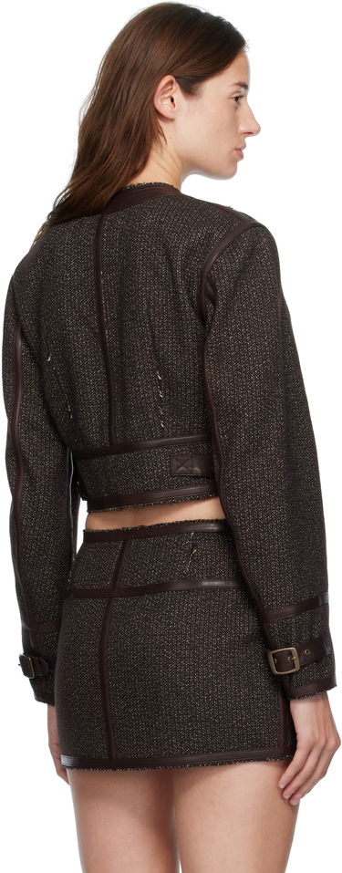 Bunda R13 R13 Stitch Detail Cropped Crewneck Jacket Hnedá | R13WR449-R567A, 2
