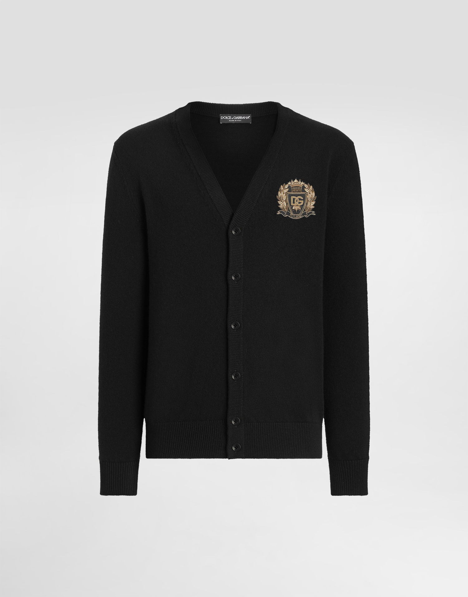 Sveter Dolce & Gabbana Embroidered Crest Virgin Wool Cardigan Čierna | GXV01ZJDVG7N0000, 0