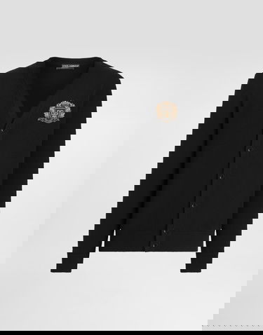 Sveter Dolce & Gabbana Embroidered Crest Virgin Wool Cardigan Čierna | GXV01ZJDVG7N0000, 0