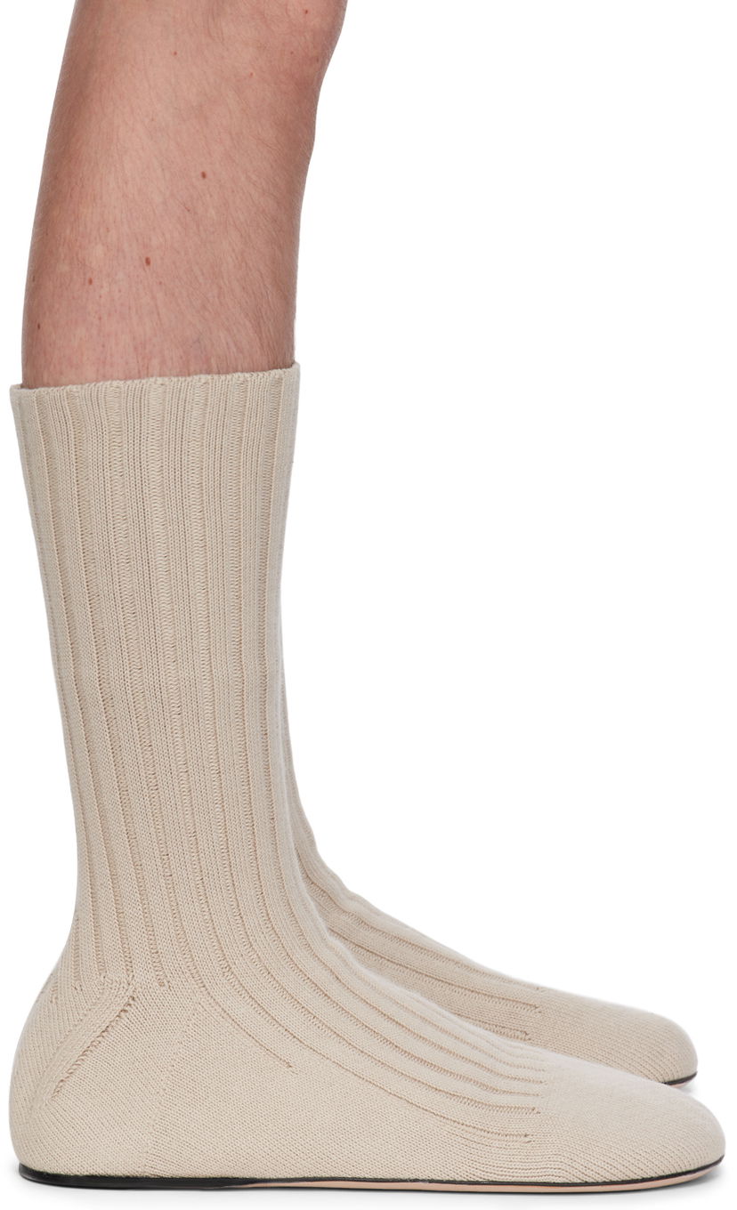 Ponožky Bottega Veneta Bottega Veneta Domenica Knit Socks Boots Béžová | 778890V3UZ0