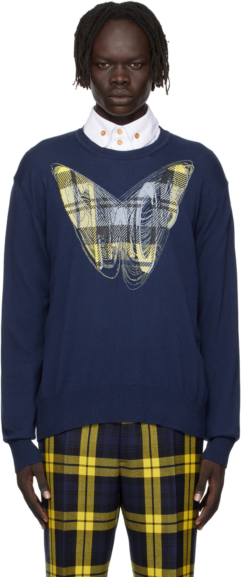 Sveter Vivienne Westwood Vivienne Westwood Chaos Graphic Print Sweater Navy | 38030056-Y001V-