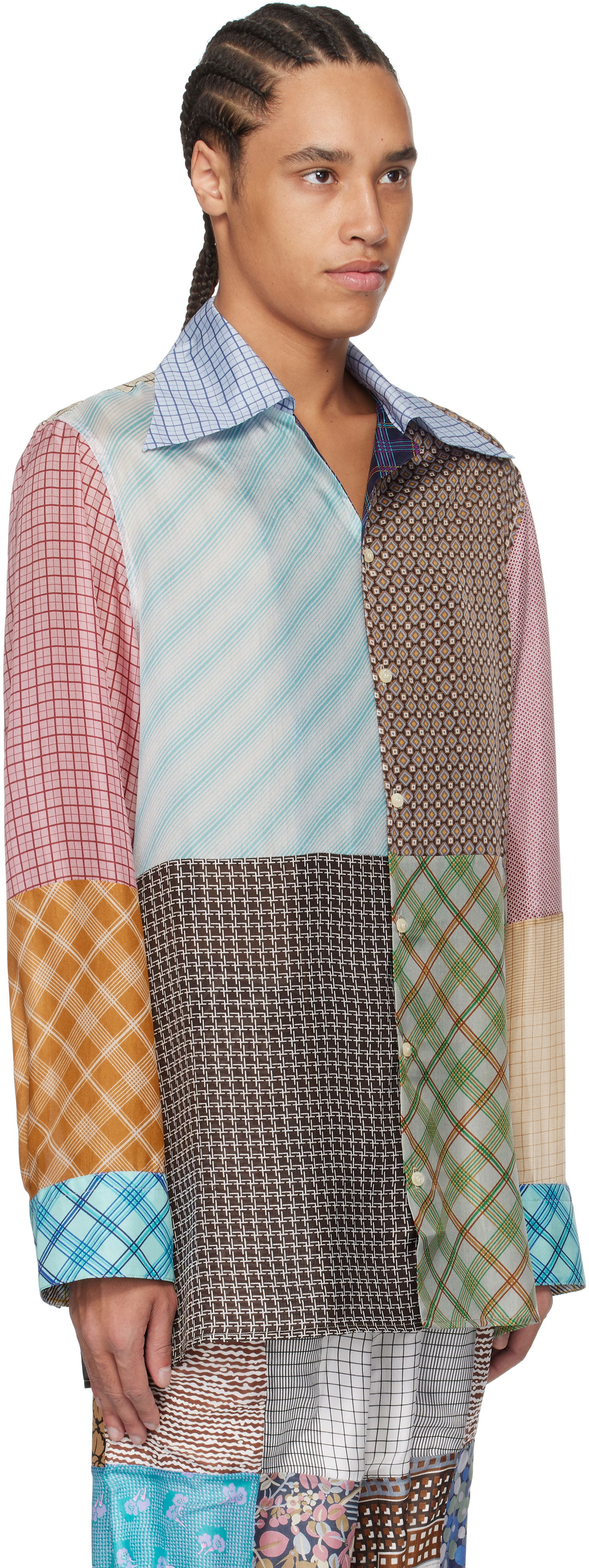 Košeľa Marine Serre Marine Serre Regenerated Silk Patchwork Lapel Collar Shirt Rôznofarebný | USI031A UWOV0028, 1