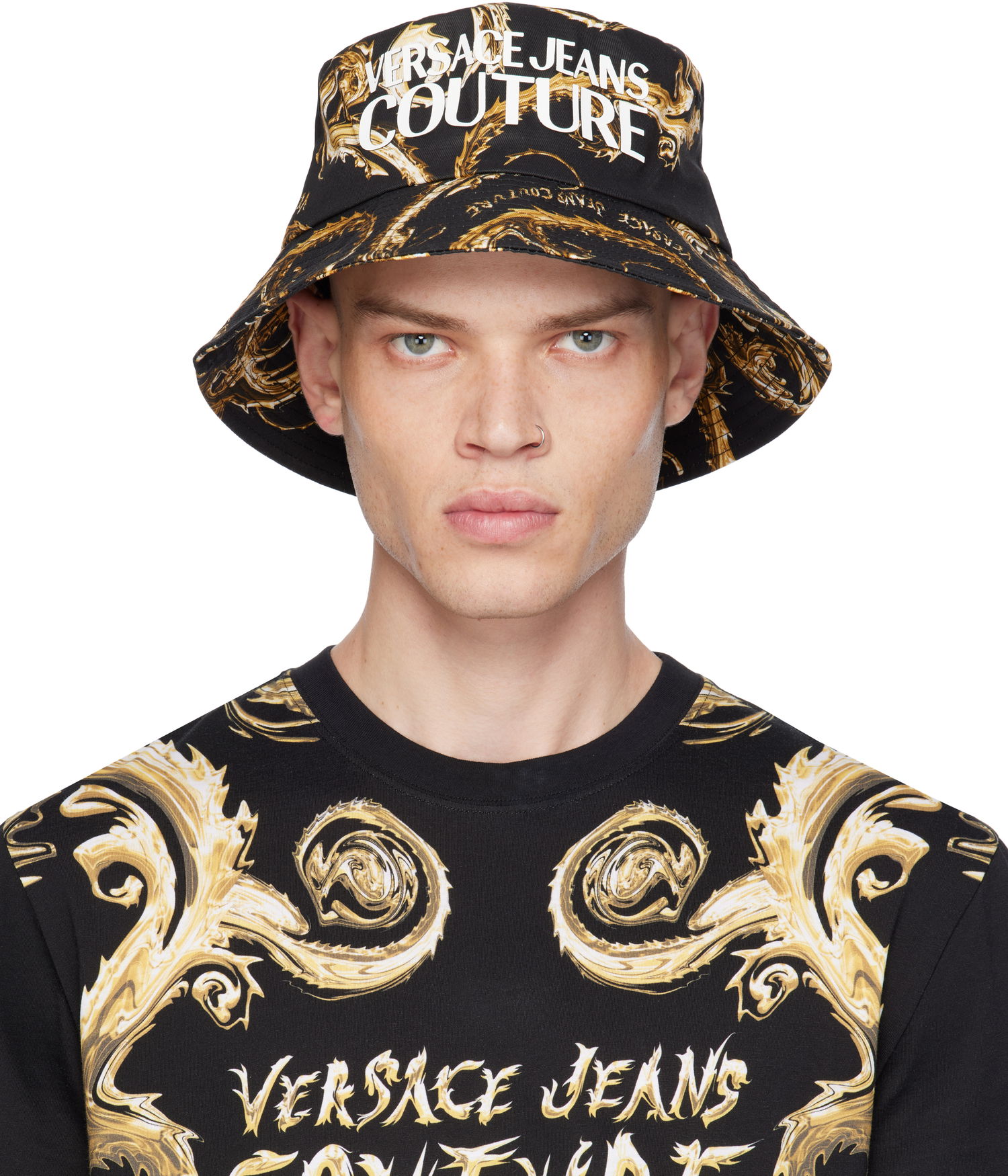 Klobúk Versace Couture Logo Print Bucket Hat Čierna | E77GAZK06_EZG294, 0