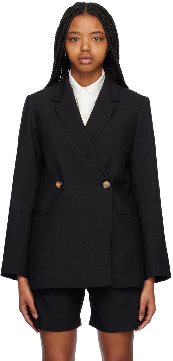 Bunda Anine Bing Double-Breasted Wool-Blend Blazer Čierna | A-01-2018-000, 0