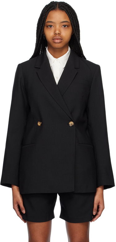Bunda Anine Bing Double-Breasted Wool-Blend Blazer Čierna | A-01-2018-000, 0