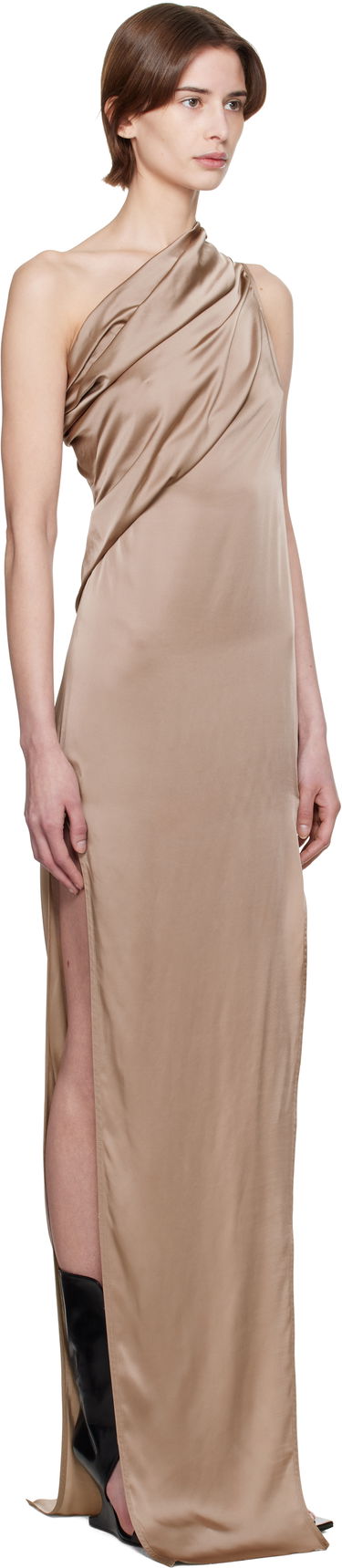 Šaty Rick Owens Rick Owens Hollywood Athena Arrowhead Maxi Dress Hnedá | RP01E7509 SCH, 4