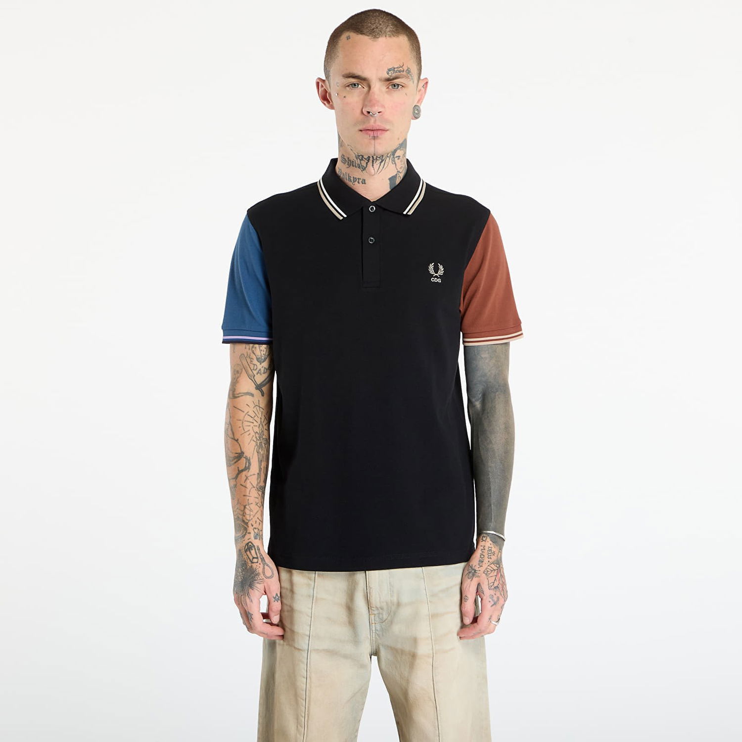 Polo tričko Comme des Garçons Comme des Garçons SHIRT x Fred Perry Color Block Polo Knit Rôznofarebný | FP-T502-W25 Black, 0