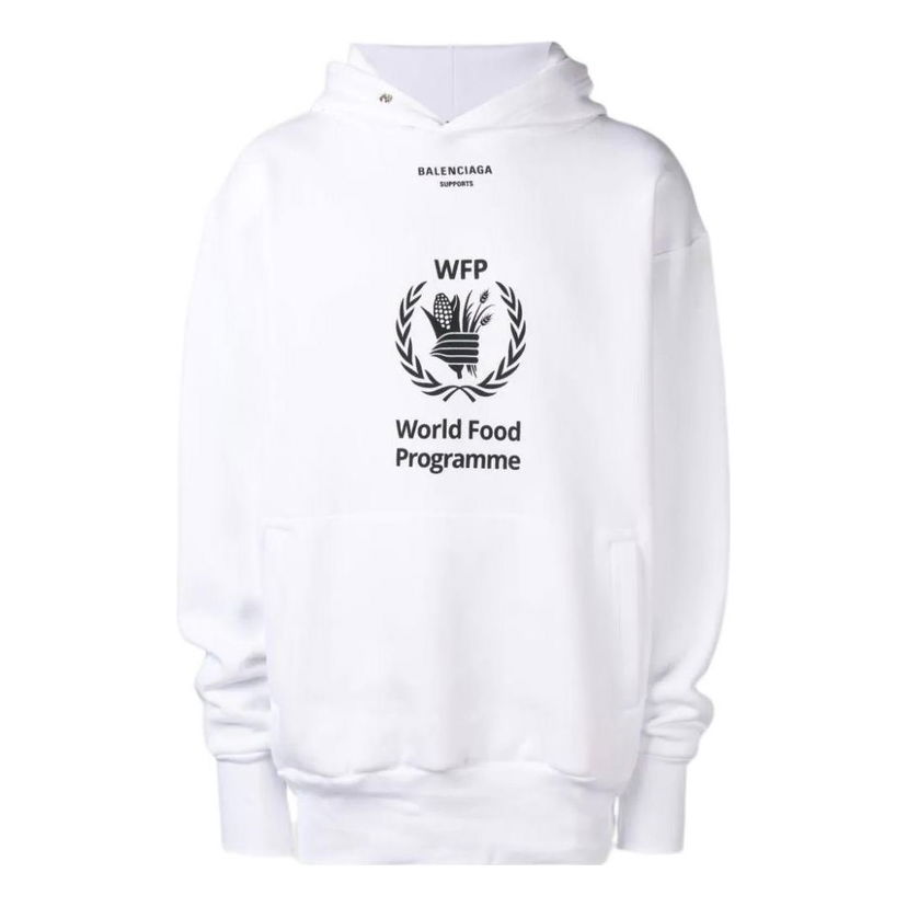 Mikina Balenciaga World Food Programme Logo Print Hoodie Biela | 541870TCV343307
