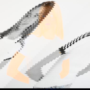 Polo tričko adidas Originals Fluffy Knit Cali Short Sleeve Polo Top Biela | KE1301, 1