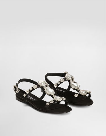 Tenisky a topánky Dolce & Gabbana Satin Sandals With Gemstone Embellishment Čierna | CQ0601A9T438S488, 1