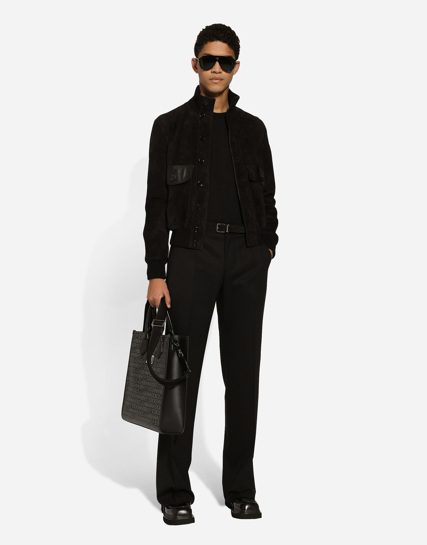 Bunda Dolce & Gabbana Dolce & Gabbana High-Neck Suede Jacket Čierna | G9AWZLHULU2N0000, 1