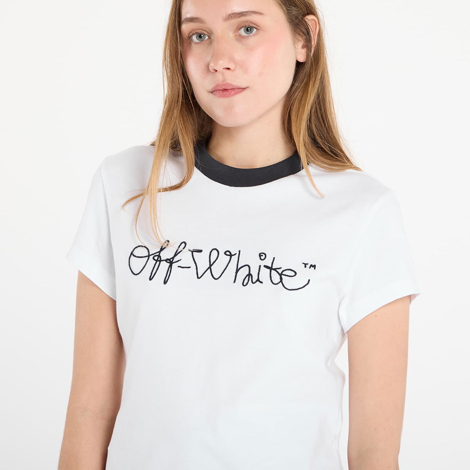 Tričko Off-White Emb Script Logo Fitted T-Shirt Biela | OWAA112F25JER0010148, 1