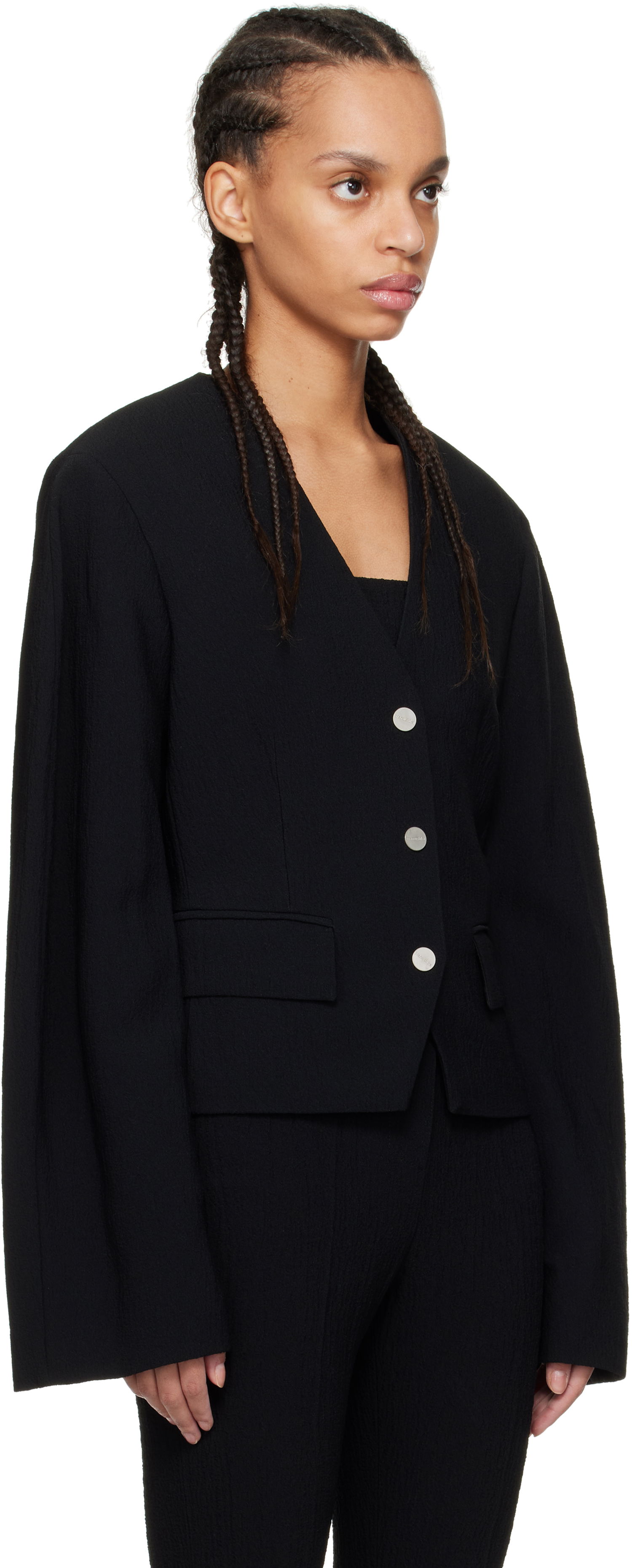 Bunda Nanushka Nanushka Kiyo Seersucker Blazer Čierna | NW25RSOW19999, 1