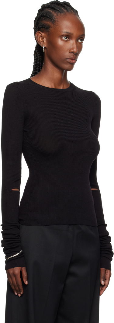 Sveter Ann Demeulemeester Ann Demeulemeester Lyell Elbow Cutout Fitted Sweater Čierna | 2520-W-KN02-KN043-099, 1