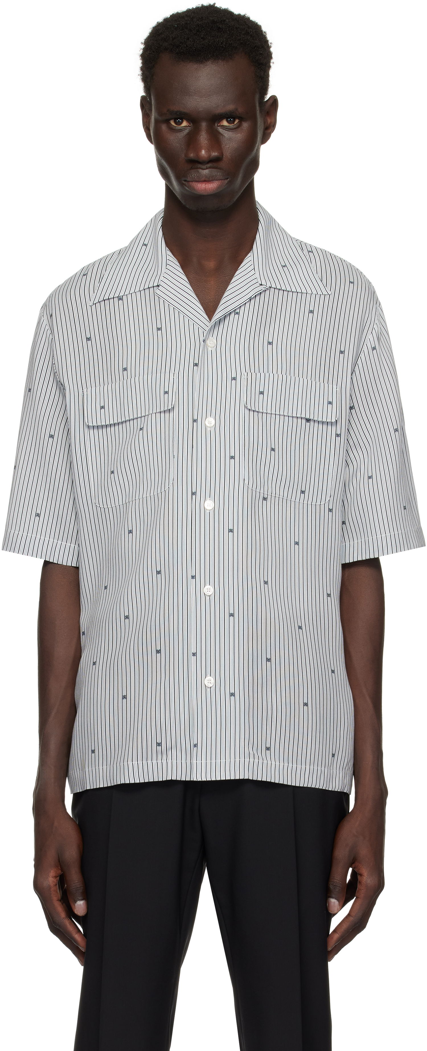 Košeľa AMIRI AMIRI 'MA' Pinstripe Camp Shirt Biela | AMSTCA1103, 0