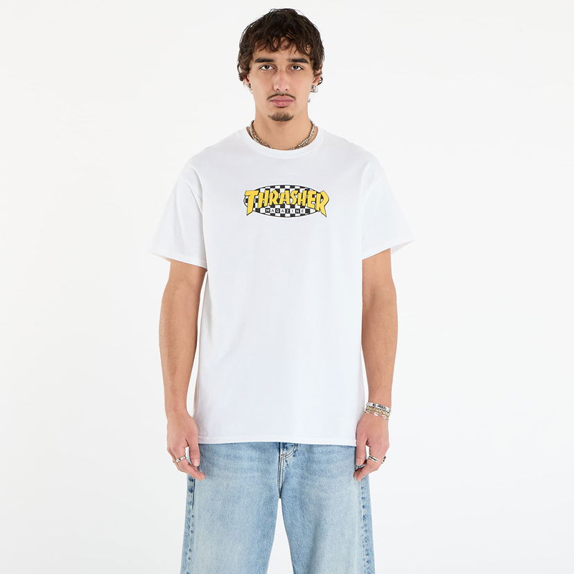 Tričko Thrasher Checkered Oval T-Shirt Biela | 145760