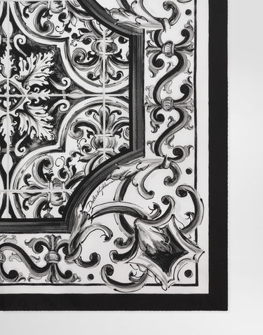 Šál Dolce & Gabbana Dolce & Gabbana Majolica Print Twill Scarf Čierna | GQ704EG0WUNHY5DQ, 3