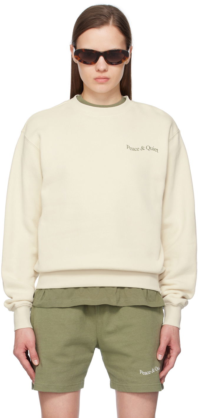 Mikina Museum of Peace & Quiet Wordmark Logo Sweatshirt Béžová | MOPQ-SS24-10, 0