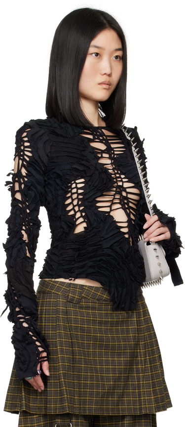 Sveter Collina Strada Collina Strada Chirp Cutout Long Sleeve Top Čierna | XX3275, 1