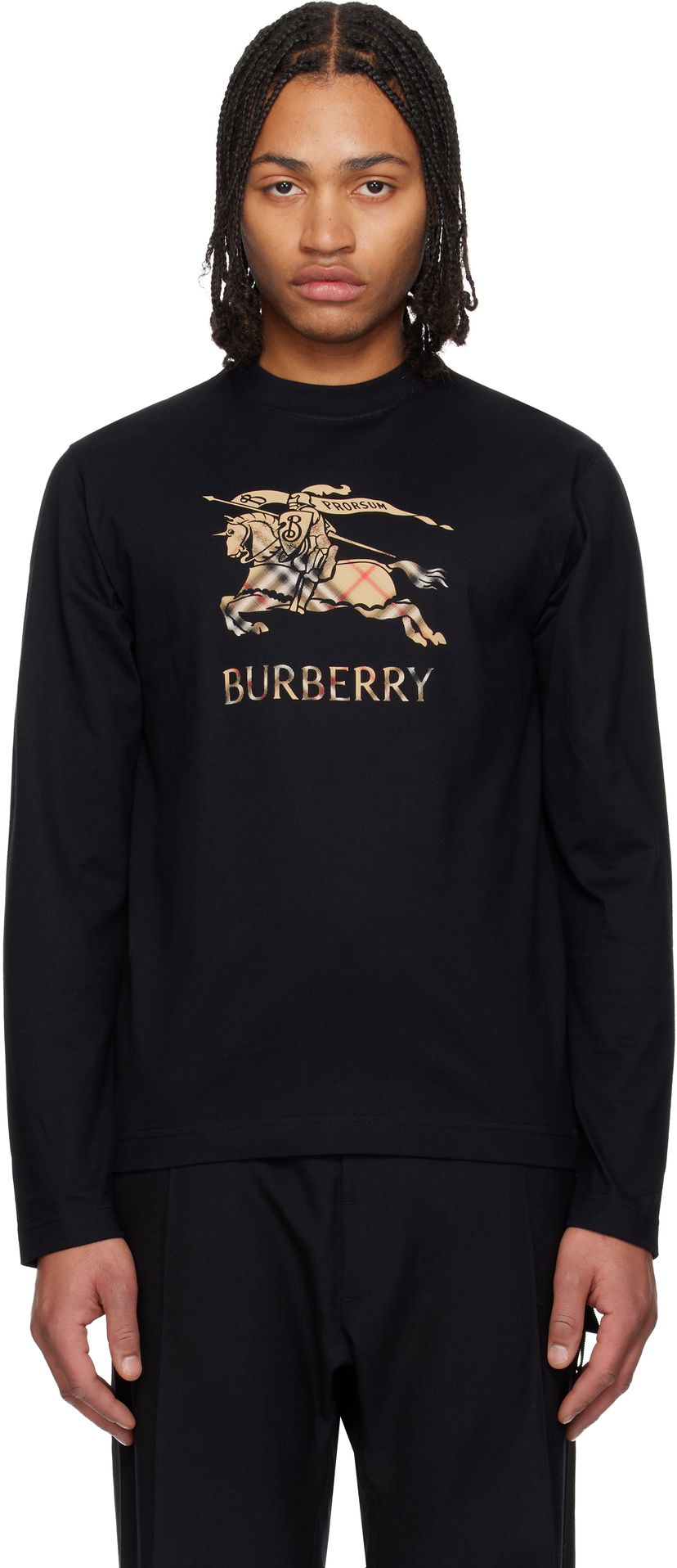 Tričko Burberry EKD Long Sleeve T-shirt Čierna | 8121954