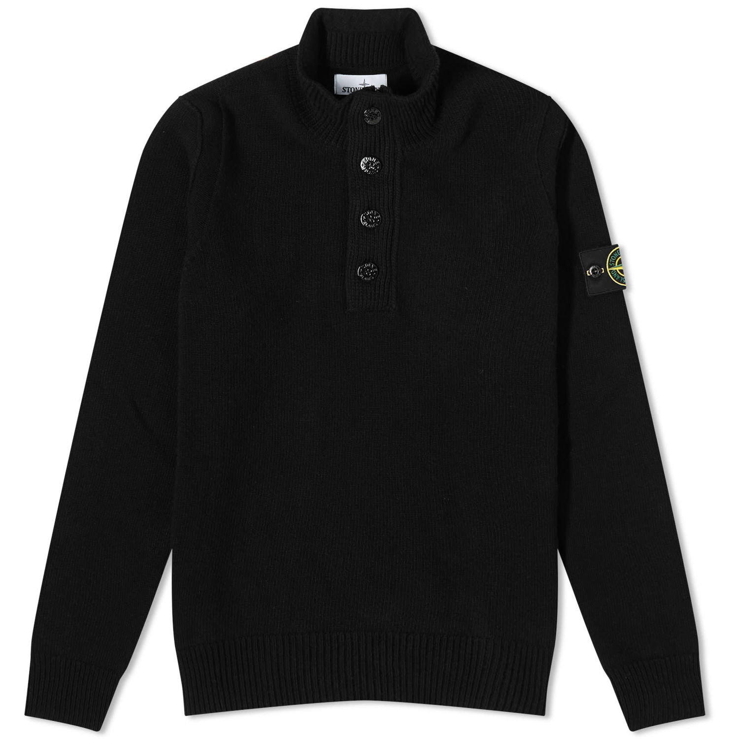 Sveter Stone Island Stand Collar Button Neck Knit Čierna | 7915540-A0029, 0