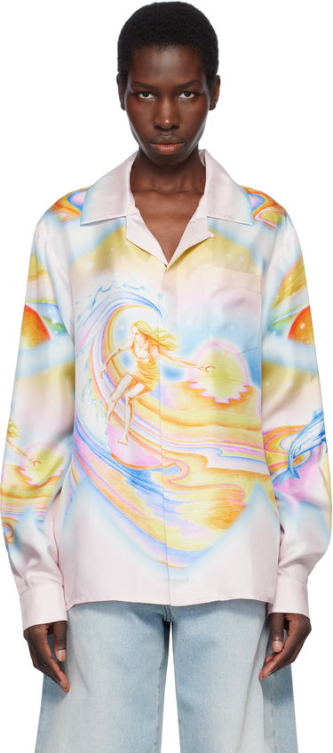 Košeľa Casablanca Casablanca Psychedelic Nirvana Print Silk Long Sleeve Shirt Ružová | U-WS25-SH-006-05, 0