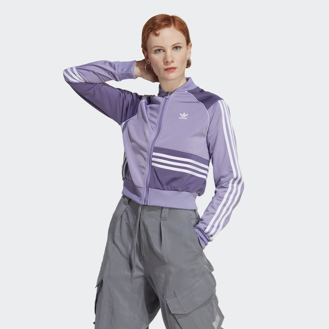 Bunda adidas Originals Crop Track Top Fialová | IC2375, 0