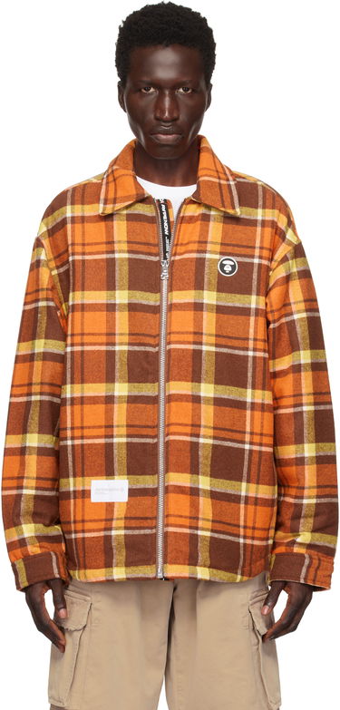 Košeľa AAPE by A Bathing Ape AAPE by A Bathing Ape 'AAPE Now' Plaid Zip-Up Jacket Oranžová | AAPJKM7659XXNBWQ, 0