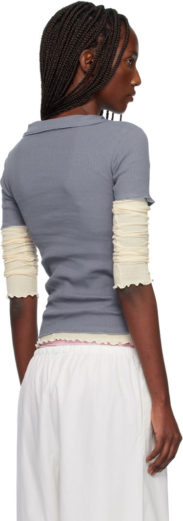 Polo tričko Baserange Ribbed Collared V-Neck Short-Sleeve Iso Polo Modrá | TTIT-RD-WI25, 2