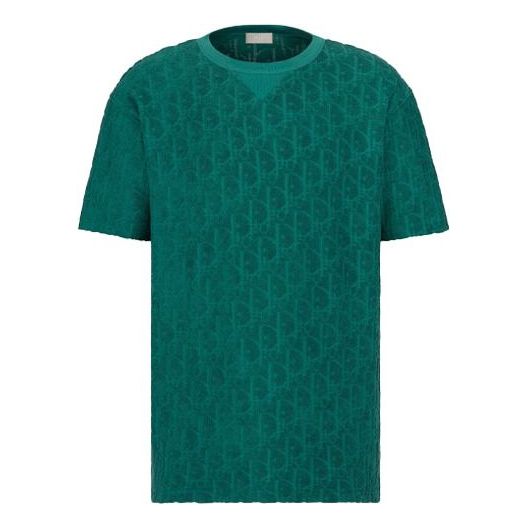Tričko Dior DIOR Oblique Print Short Sleeve T-Shirt Zelené | 113J692A0614-C676