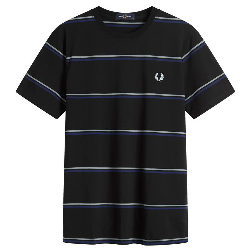 Tričko Fred Perry Fred Perry Fine Stripe T-Shirt, Size Large Čierna | M1734-102