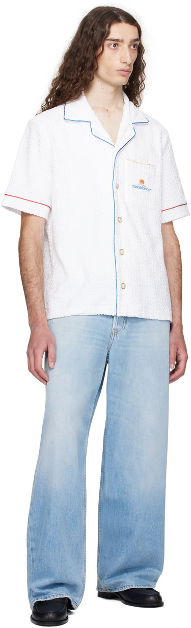Košeľa Casablanca Casablanca Monogram Jacquard Towelling Short Sleeve Shirt Biela | MPF25-SH-085-01, 3